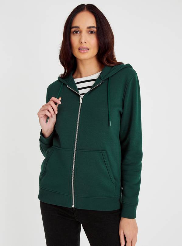 Dark green zip store up hoodie